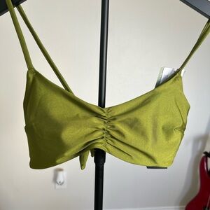 H&M Olive Green Ruched Bikini Top